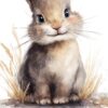 Close-up watercolor rabbit illustration from the Little Blessings nursery art collection